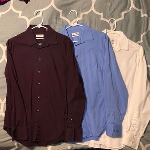3 Calvin Klein Slim Fit Stretch Dress Shirts